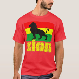 Mens Zion Lion of Judah Red Green Yellow Rasta Col T-Shirt