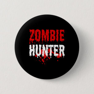 Mens Zombie Hunter Scary Halloween 6 Cm Round Badge