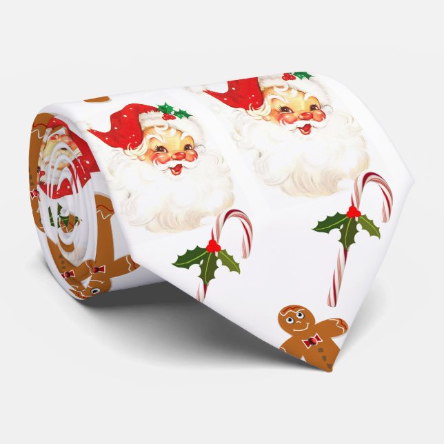 Mensweaer Christmas Holiday Vintage Santa  Tie (Rolled)
