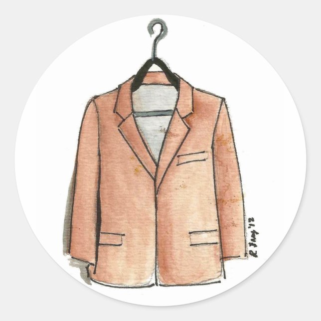 Menswear Fashion Jacket Sportcoat Clothes Style Classic Round Sticker (Front)