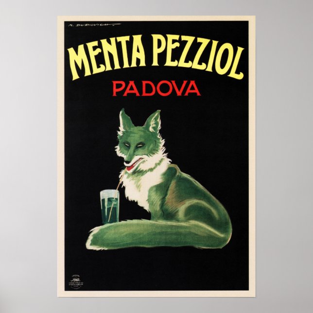 MENTA PEZZIOL PADOVA Vintage Italian Liquor Advert Poster (Front)