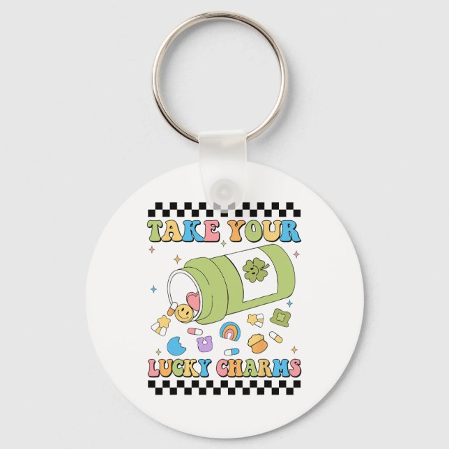 Mental Awareness Take Your Lucky Charm Pills Healt Key Ring (Front)