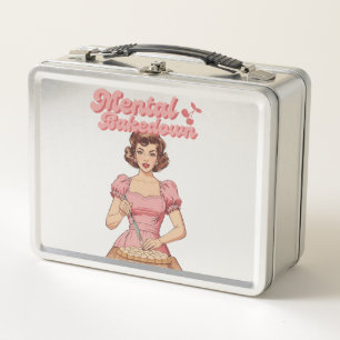 “Mental Bakedown” Funny Girly Retro Housewife Metal Lunch Box