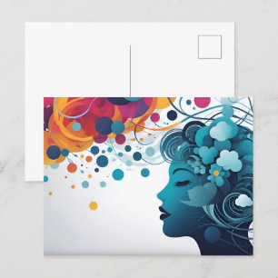 Mental health abstract art postcard