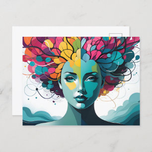 Mental health abstract art postcard