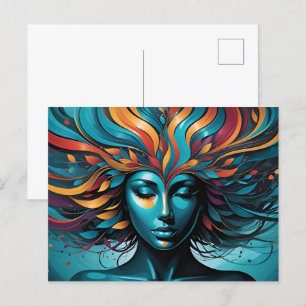 Mental health abstract art postcard