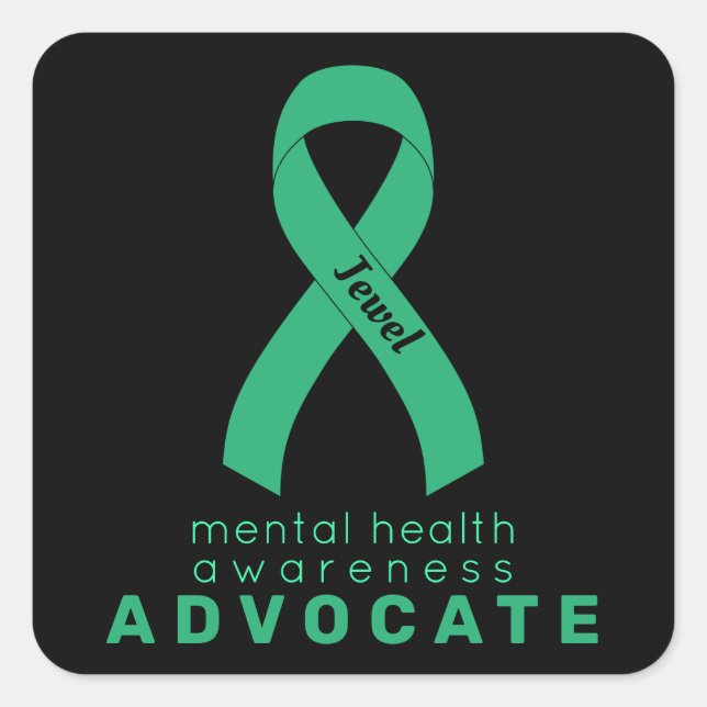 Mental Health Advocate Black Square Sticker (Front)