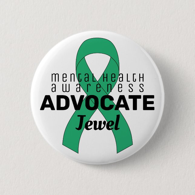 Mental Health Advocate Ribbon White Button (Front)