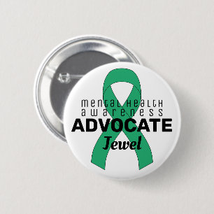 Mental Health Advocate Ribbon White Button