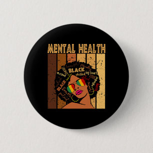 Mental Health Afro African American Black History  6 Cm Round Badge