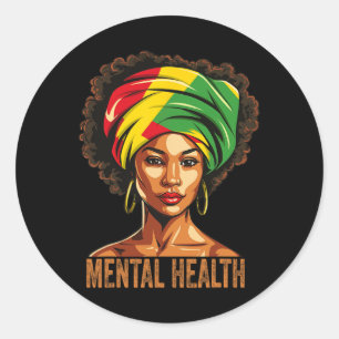 Mental Health Afro African American Black History Classic Round Sticker