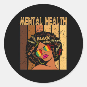 Mental Health Afro African American Black History Classic Round Sticker