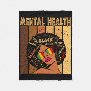 Mental Health Afro African American Black History  Fleece Blanket