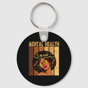 Mental Health Afro African American Black History Key Ring