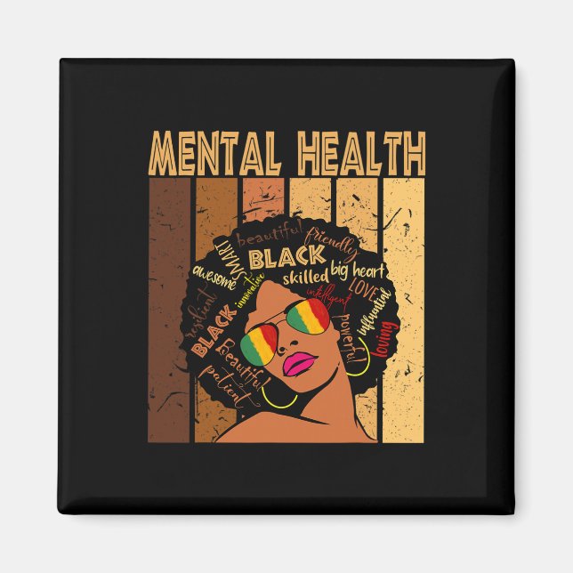 Mental Health Afro African American Black History  Magnet (Front)