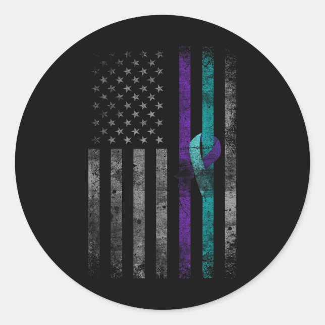 Mental Health American Flag Suicide Awareness  Classic Round Sticker (Front)