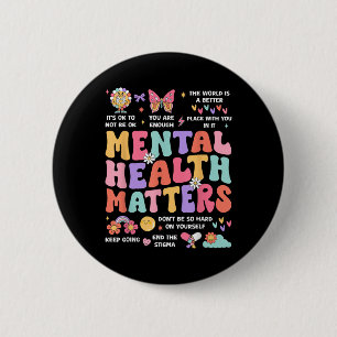 Mental Health Autism Awareness Month Groovy 6 Cm Round Badge