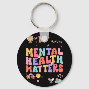 Mental Health Autism Awareness Month Groovy Key Ring