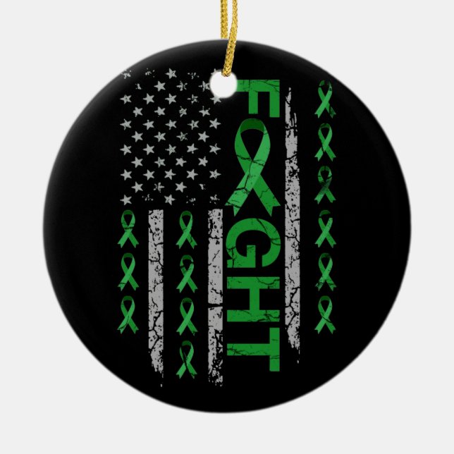Mental Health Awareness American Flag Distresse Ceramic Ornament (Front)