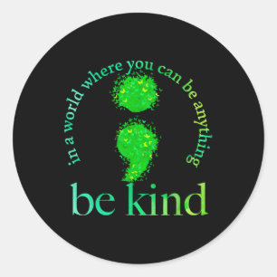 Mental Health Awareness Be Kind Green Butterfly Se Classic Round Sticker