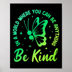 Mental Health Awareness Be Kind Green Butterfly Se Poster