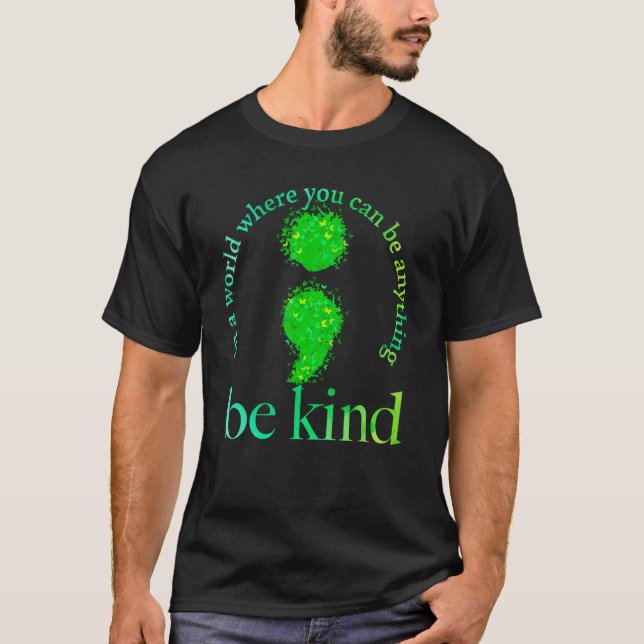 Mental Health Awareness Be Kind Green Butterfly Se T-Shirt (Front)