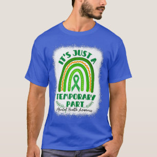 Mental Health Awareness Bleached Green Ribbon Rain T-Shirt