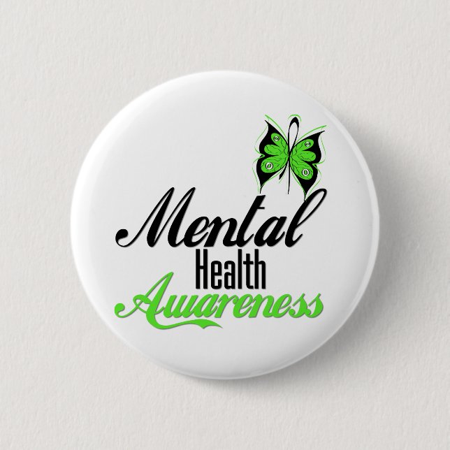 Mental Health Awareness Butterfly 6 Cm Round Badge (Front)