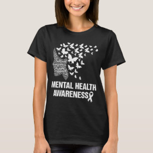 Mental Health Awareness Butterfly Girls Women T-Shirt