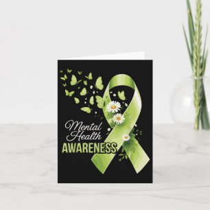 Mental Health Awareness Butterfly Green Ribbon Card