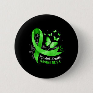 Mental Health Awareness Butterfly Green Ribbon Wom 6 Cm Round Badge