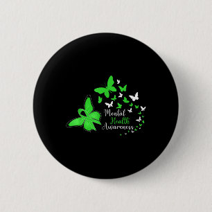 Mental Health Awareness Butterfly Green Ribbon Wom 6 Cm Round Badge