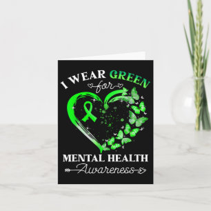 Mental Health Awareness Butterfly Green Ribbon Wom Card