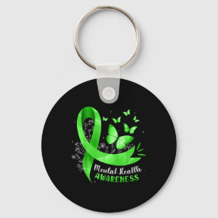 Mental Health Awareness Butterfly Green Ribbon Wom Key Ring