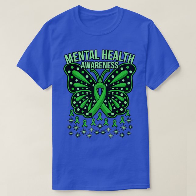 Mental Health Awareness Butterfly Ribbons Supporte T-Shirt (Design Front)