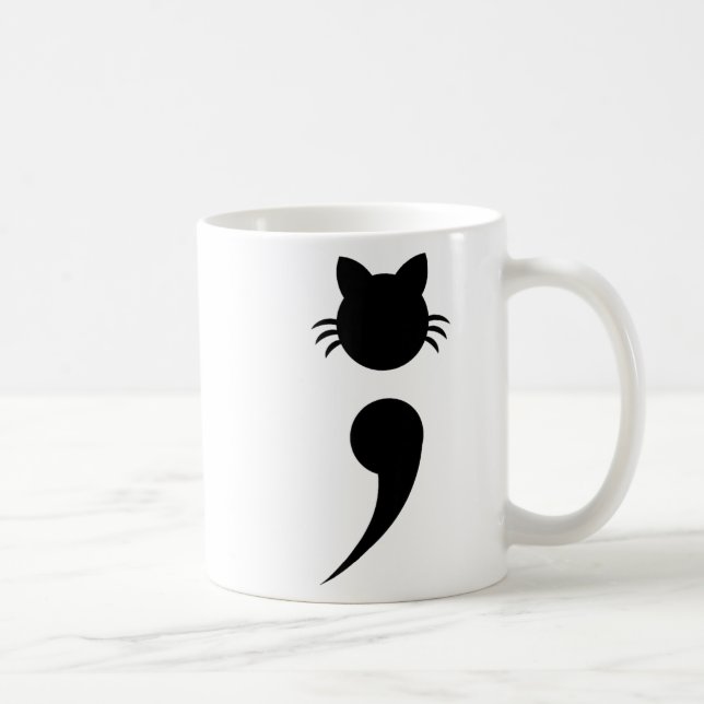 Mental Health Awareness Cat Semicolon Shirt_ Cat L Coffee Mug (Right)