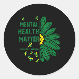 Mental Health Awareness Depression Women Girl Kids Classic Round Sticker