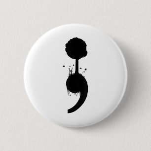 Mental Health Awareness Designs Semicolon Tree Sui 6 Cm Round Badge