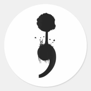 Mental Health Awareness Designs Semicolon Tree Sui Classic Round Sticker