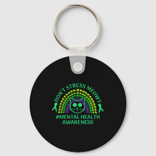 Mental Health Awareness Don't Stress Meowt Rainbow Key Ring