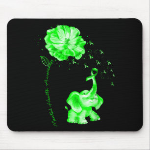 Mental health awareness elephant green flowerMenta Mouse Pad