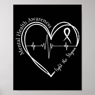 Mental Health Awareness Fight The Stigma Green Poster