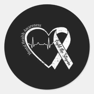 Mental Health Awareness Fight The Stigma Heart Classic Round Sticker