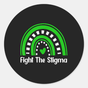 Mental Health Awareness Fight The Stigma Heart Gre Classic Round Sticker