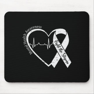 Mental Health Awareness Fight The Stigma Heart Gre Mouse Pad