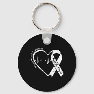 Mental Health Awareness Fight The Stigma Heart Key Ring