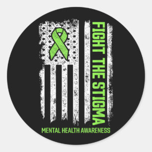 Mental Health Awareness Fight The Stigma Mental Classic Round Sticker