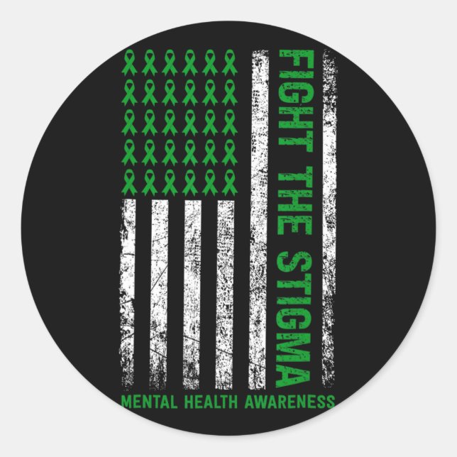 Mental Health Awareness  Fight The Stigma Mental H Classic Round Sticker (Front)