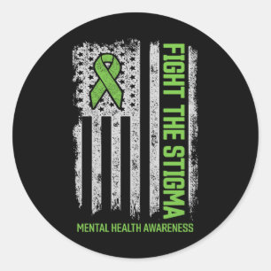 Mental Health Awareness Fight The Stigma Mental He Classic Round Sticker