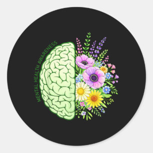 Mental Health Awareness Floral Kindness Support Classic Round Sticker